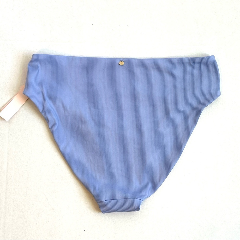 NWT Victoria's Secret Blue Ribbed High Waist Full Coverage Bikini Bottom Sz Lg - Picture 6 of 6